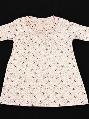 Aria 2X Cardinal Bird Lace Trim Long Sleeve Nightgown Cottagecore